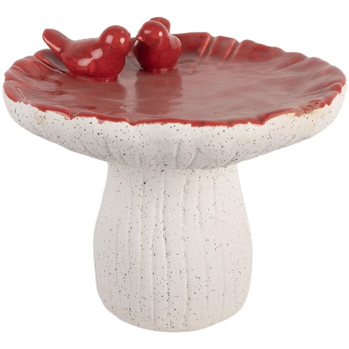 Clayre & Eef Dekorační houba Ø 25x21 cm bílá a červená