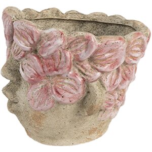 Clayre & Eef Květináč Ø 18x15 cm Béžovo-růžový