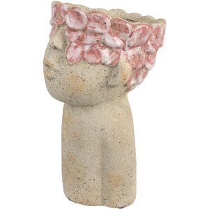 Clayre & Eef Květináč 16x15x25 cm Béžovo-červený