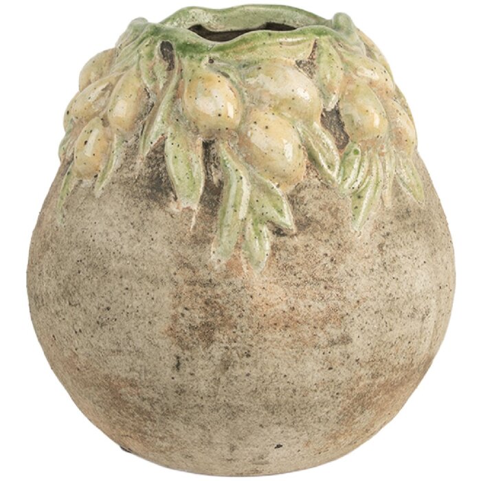 Clayre & Eef Květináč Ø 18 cm Béžovožlutý