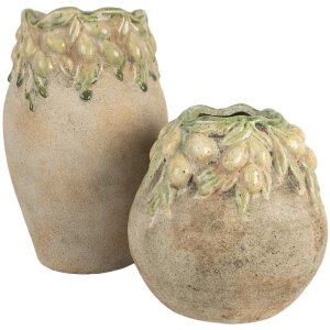 Clayre & Eef Květináč Ø 18 cm Béžovožlutý