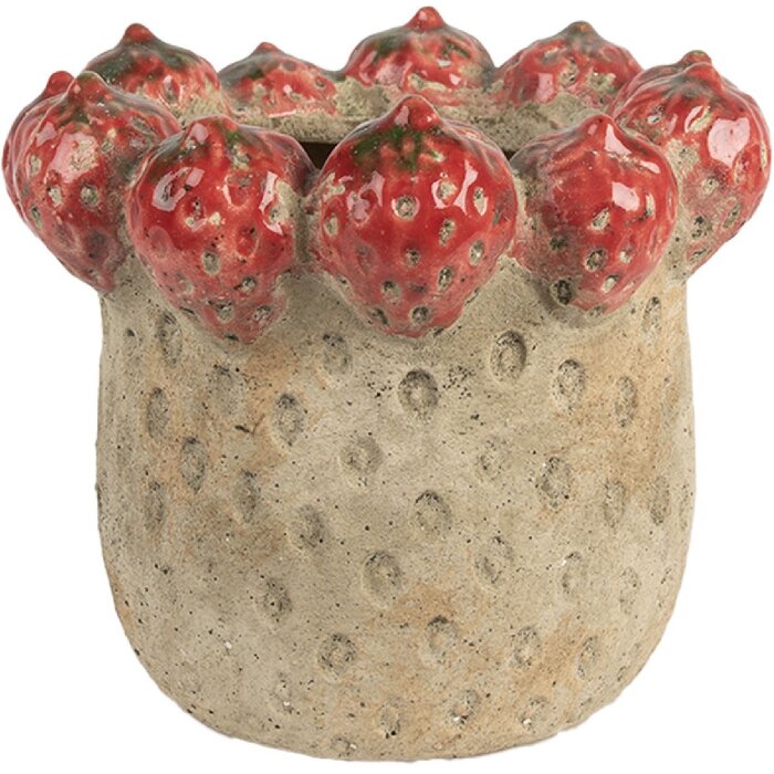Clayre & Eef Květináč Ø 19x16 cm béžovo-červený