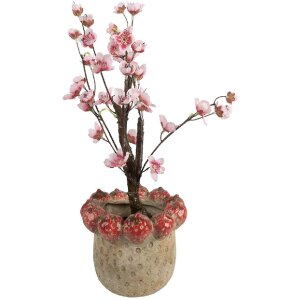 Clayre & Eef Květináč Ø 19x16 cm béžovo-červený