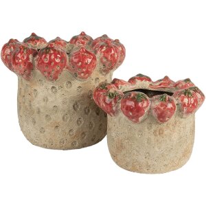 Clayre & Eef Květináč Ø 19x16 cm béžovo-červený