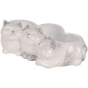 Clayre & Eef Květináč Kočičky 27x16x10 cm Šedý