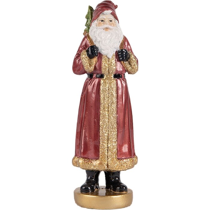 Clayre & Eef Dekorace Santa Claus 6x5x15 cm červená a zlatá