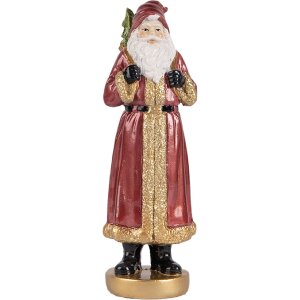 Clayre & Eef Dekorace Santa Claus 6x5x15 cm červená a zlatá