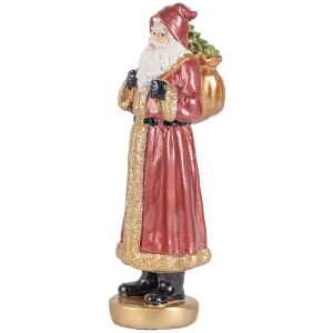 Clayre & Eef Dekorace Santa Claus 6x5x15 cm červená a zlatá