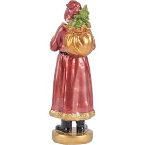 Clayre & Eef Dekorace Santa Claus 6x5x15 cm červená a zlatá