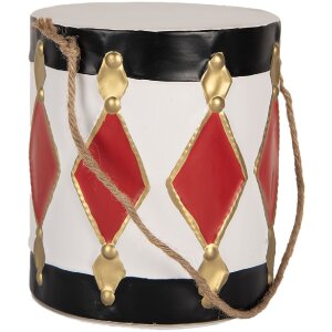 Clayre & Eef Dekorační Bubny Sada 2 Ø 15x38 / Ø 13x29 cm Bílá-Černá
