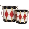 Clayre & Eef Dekorační Bubny Sada 2 Ø 15x38 / Ø 13x29 cm Bílá-Černá