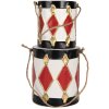 Clayre & Eef Dekorační Bubny Sada 2 Ø 15x38 / Ø 13x29 cm Bílá-Černá