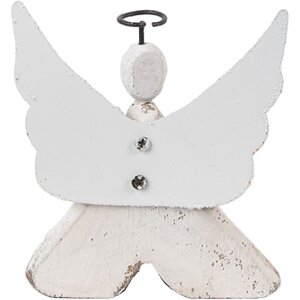 Clayre & Eef Dekorační anděl 8x3x9 cm bílá/hnědá