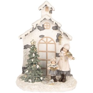 Clayre & Eef Dekorace Dítě s Vánočním stromkem LED 16x9x21 cm