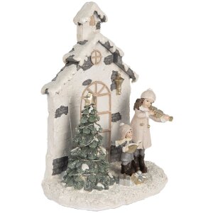 Clayre & Eef Dekorace Dítě s Vánočním stromkem LED 16x9x21 cm