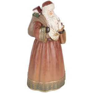 Clayre & Eef Dekorace Santa Claus 20x18x39 cm červená a zlatá