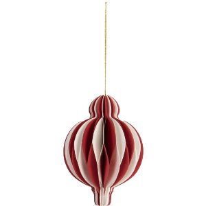 Clayre & Eef 6PA0521 Papírová vánoční koule Ø 10 cm červeno-bílá