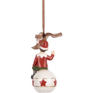 Clayre & Eef 6PR5389 Závěsná Dekorace Elf 5x5x10 cm Červeno-Bílá