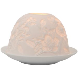 Clayre & Eef Držák na čajovou svíčku bílý 12x8 cm