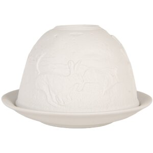 Clayre & Eef Svícen Ø 12x8 cm - Bílá porcelánová svíčka
