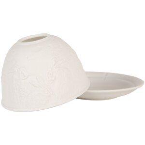 Clayre & Eef Svícen Ø 12x8 cm - Bílá porcelánová svíčka