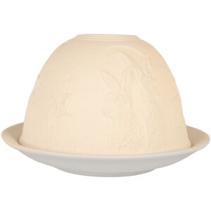 Clayre & Eef Svícen Ø 12x8 cm - Bílá porcelánová svíčka