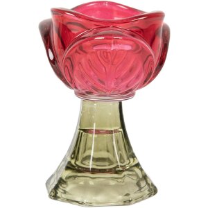 Clayre & Eef Svícen na čajovou svíčku 7x10 cm růžovo-zelený