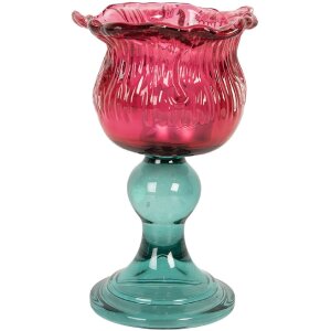 Clayre & Eef Svícen na čajové svíčky 10x16 cm růžový a zelený