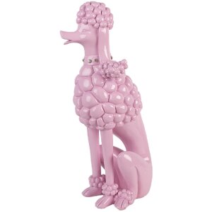 Clayre & Eef Dekorativní pes (Pudl) 13x17x33 cm růžový