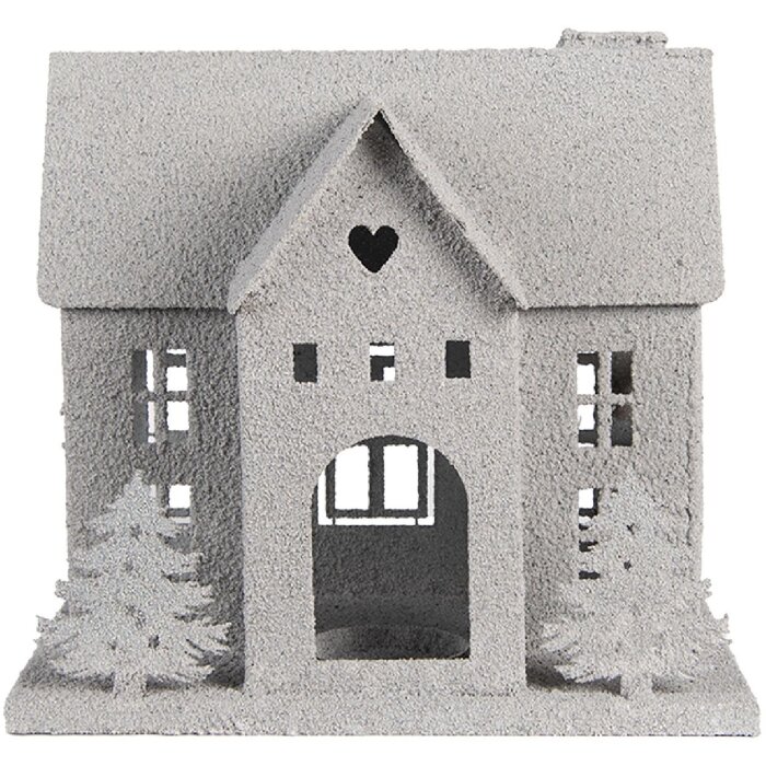 Clayre & Eef Dekorace Dům 26x17x24 cm Šedá