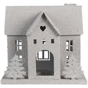 Clayre & Eef Dekorace Dům 26x17x24 cm Šedá