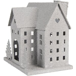 Clayre & Eef Dekorace Dům 26x17x24 cm Šedá