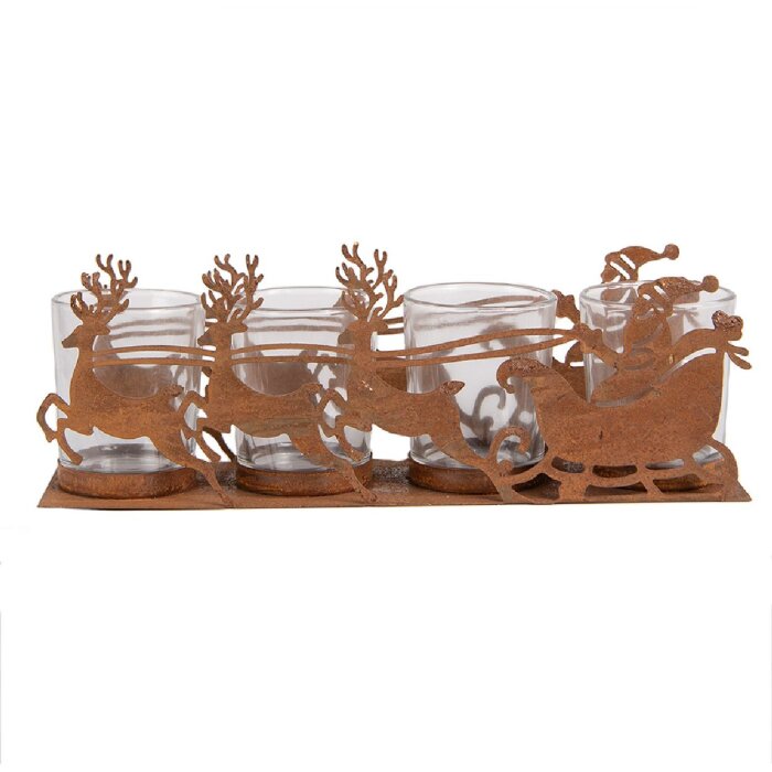 Clayre & Eef 6Y5937 Světelný držák Vánoční saně 25x8x8 cm