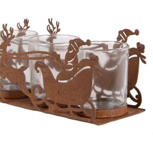 Clayre & Eef 6Y5937 Světelný držák Vánoční saně 25x8x8 cm