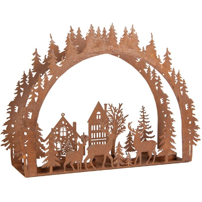 Clayre & Eef 6Y5939 Světelný držák vánoční scéna 32x9x23 cm hnědý