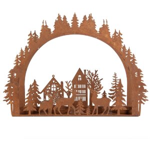 Clayre & Eef 6Y5939 Světelný držák vánoční scéna 32x9x23 cm hnědý