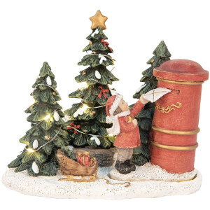 Clayre & Eef Dekorace Dítě u Poštovní Schránky LED 16x12x14 cm