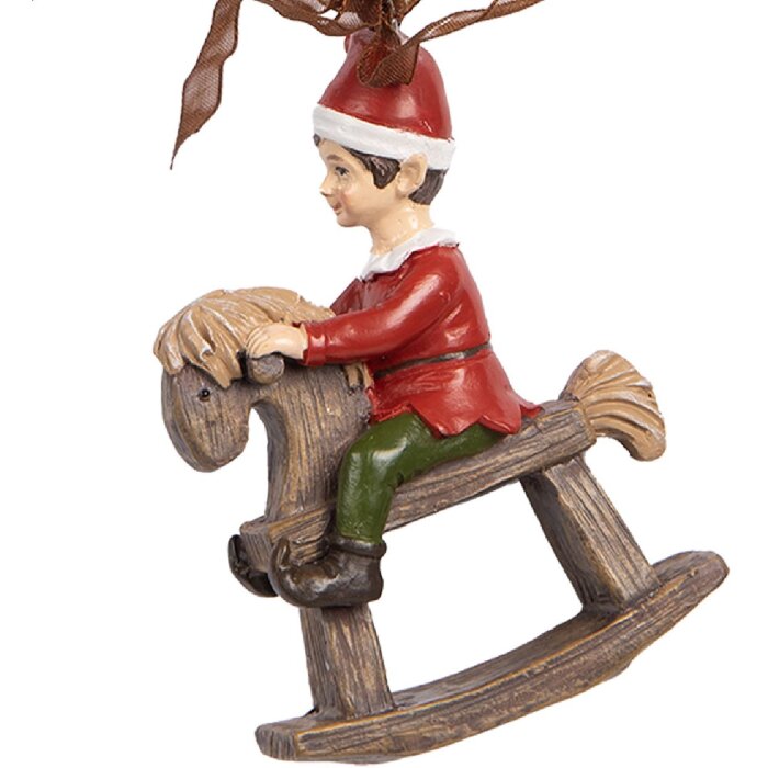 Clayre & Eef Dekorace Závěsná Dítě na Houpacím Koníkovi 7x3x9 cm
