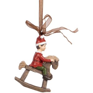 Clayre & Eef Dekorace Závěsná Dítě na Houpacím Koníkovi 7x3x9 cm