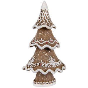 Clayre & Eef 6PR5393 Dekorace Vánoční stromek 7x5x11 cm hnědo-bílá