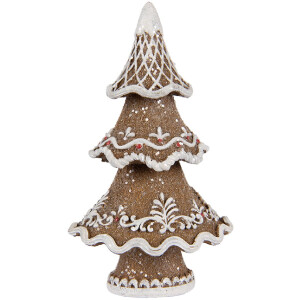 Clayre & Eef 6PR5393 Dekorace Vánoční stromek 7x5x11 cm hnědo-bílá