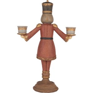 Clayre & Eef Svícen Louskáček 21x9x30 cm červeno-zlatý
