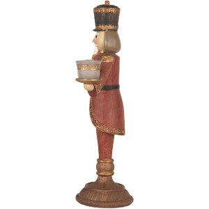 Clayre & Eef Svícen Louskáček 21x9x30 cm červeno-zlatý