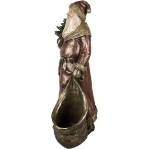 Clayre & Eef Dekorace Santa Claus 24x17x47 cm červeno-zlatá