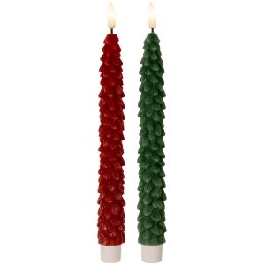 Clayre & Eef Sada 2 LED svíček zelená průměr 3x25 cm