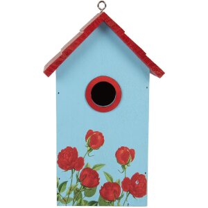 Clayre & Eef Ptačí domeček 15x10x22 cm modrý a červený