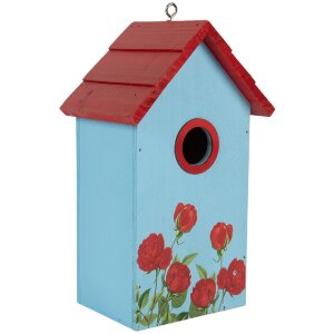 Clayre & Eef Ptačí domeček 15x10x22 cm modrý a červený