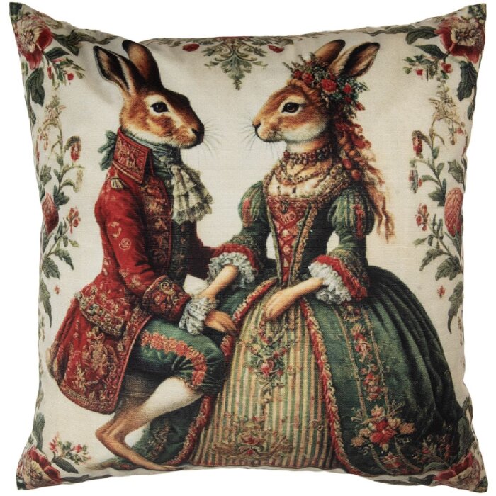 Clayre & Eef NE22 Potah na polštář 45x45 cm Béžovo-červený