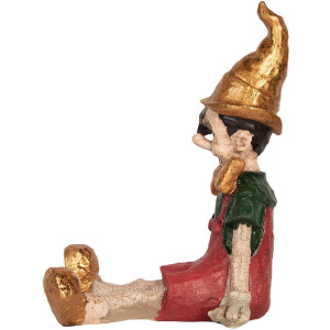 Clayre & Eef Pinocchio 13x13x19 cm béžovo-červená figurka