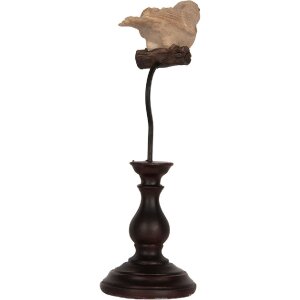 Clayre & Eef Dekorační pták 12x7x21 cm béžovo-hnědý